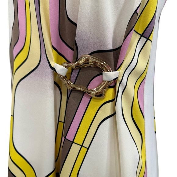 Marella 365 By Max Mara Scorza Sleeveless Geo Print Midi Dress Gold Tone Decor 4 - Picture 5 of 16